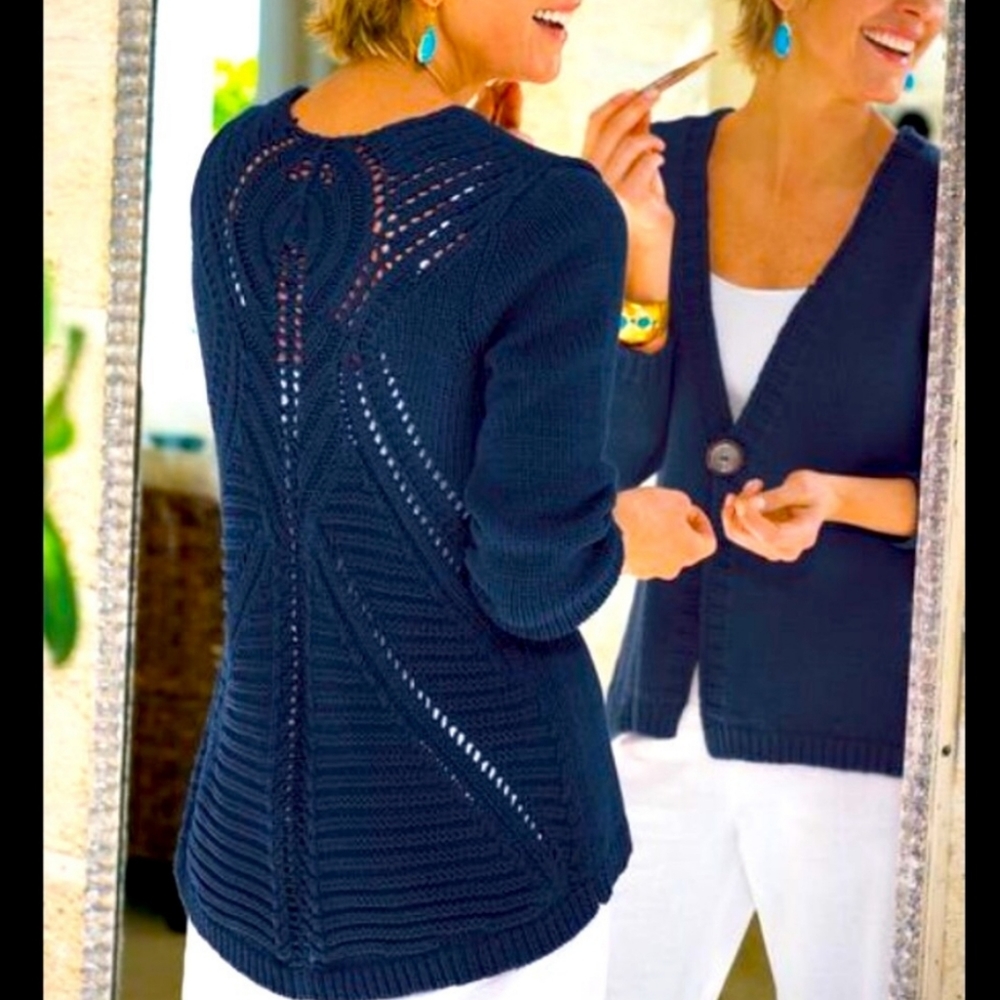 Soft Surroundings Midnight Blue Knit Cardigan